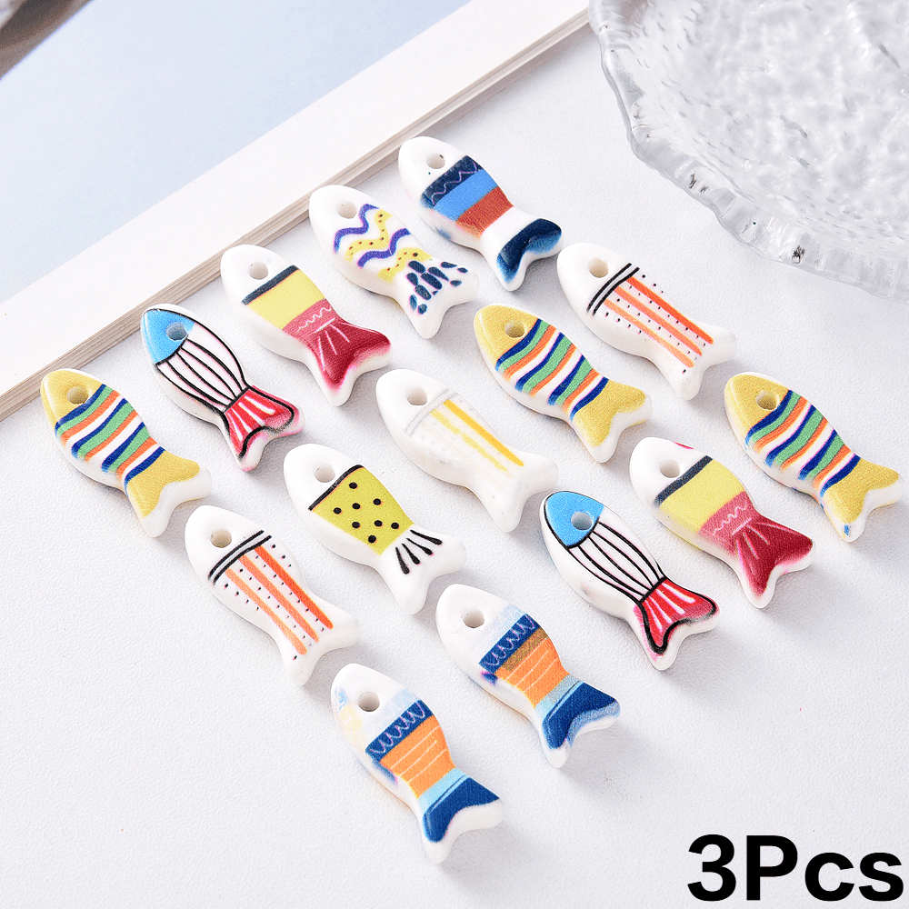 3pcs Random Mixed Ceramic Decorative Beads for Fashion Jewelry